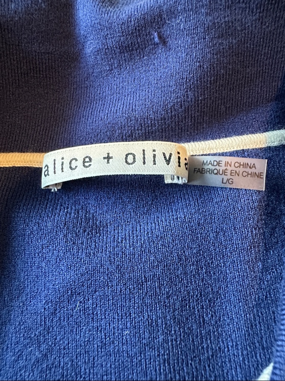 Alice + Olivia Marlena Button-Front Polo - Navy/White. Size Large. - Picture 4 of 5